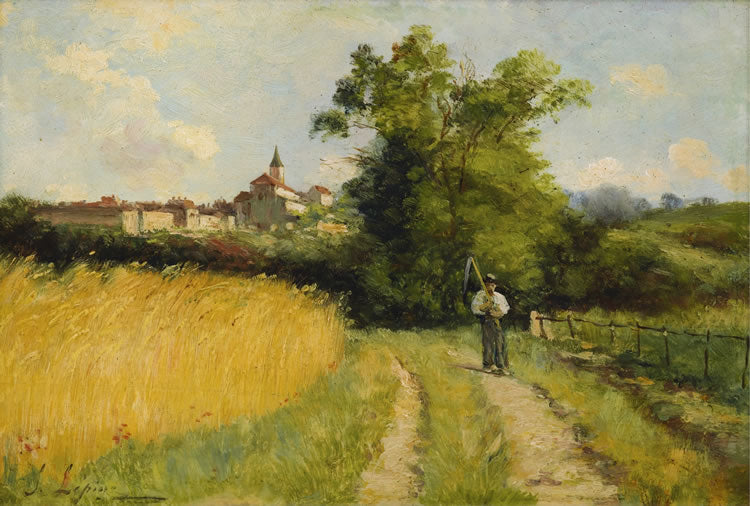 Landscape at Normandy, vintage artwork by Stanislas Lepine, 12x8" (A4) Poster
