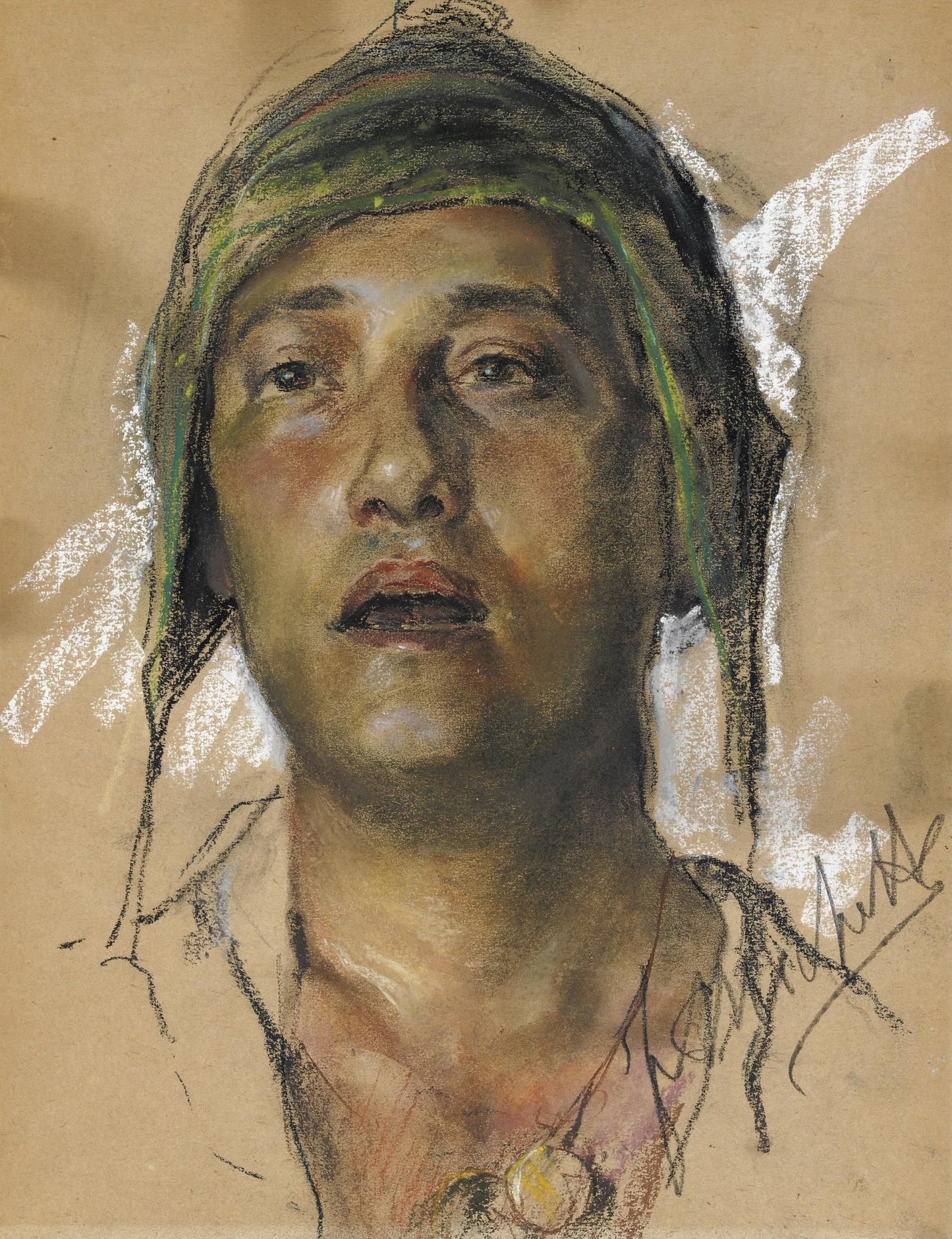 Study of Aligi, vintage artwork by Francesco Paolo Michetti, 12x8" (A4) Poster