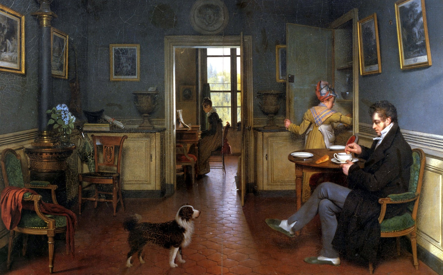 Interieur D'une Salle à Manger, vintage artwork by Michel-Martin Drolling, 12x8" (A4) Poster