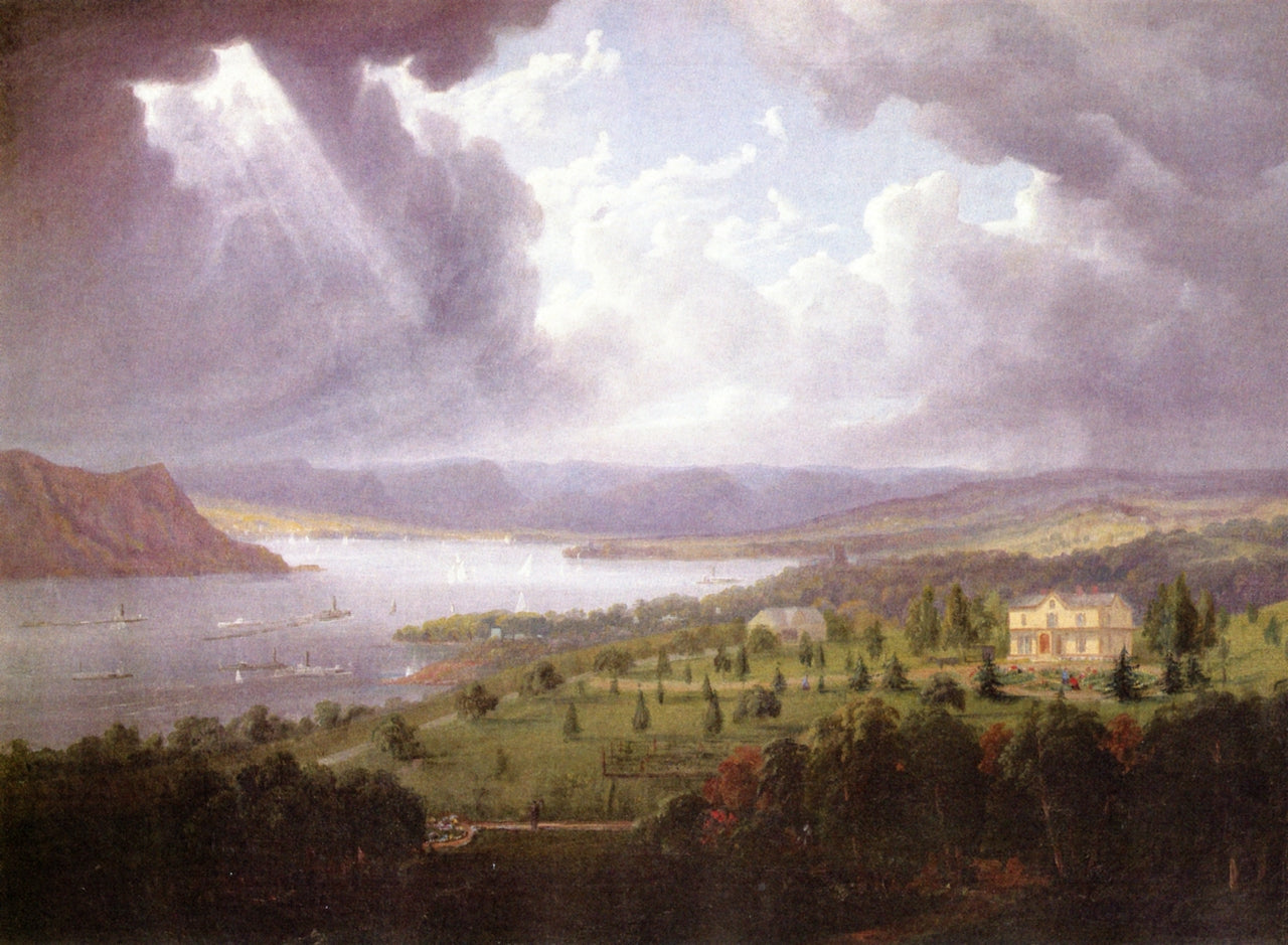 View of Hudson River from Tarrytown Heights, vintage artwork by Robert Havell Jr., A3 (16x12") Poster Print