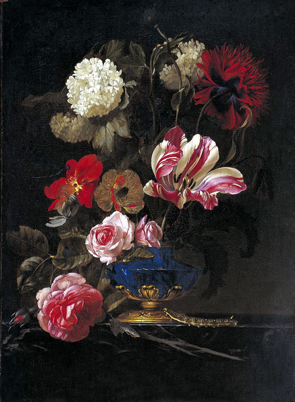 Still Life in a Vase, vintage artwork by Willem van Aelst, 12x8" (A4) Poster