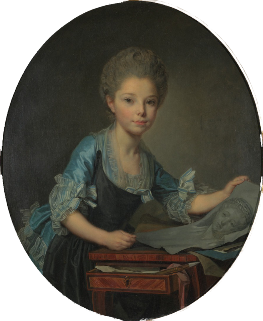 Courcelles (Mlle de) depuis comtesse Guibert, à 15 ans, vintage artwork by Jean-Baptiste Greuze, 12x8" (A4) Poster