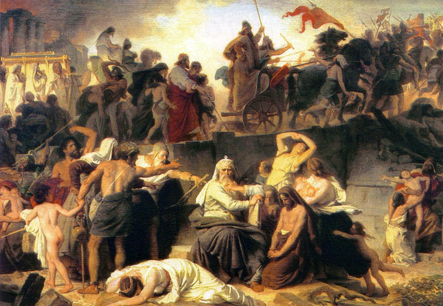 Deportation of the Jews to the Baby lonian captivity, vintage artwork by Eduard Bendemann, A3 (16x12") Poster Print
