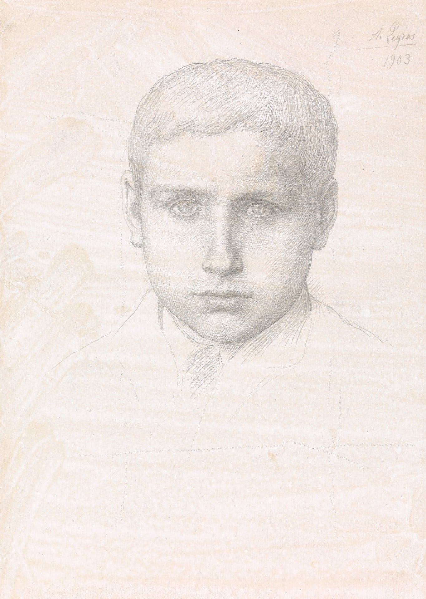 A Young Boy, vintage artwork by Alphonse Legros, 12x8" (A4) Poster