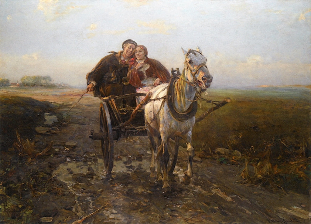 The Merry Ride, vintage artwork by Alfred von Wierusz-Kowalski, 12x8" (A4) Poster