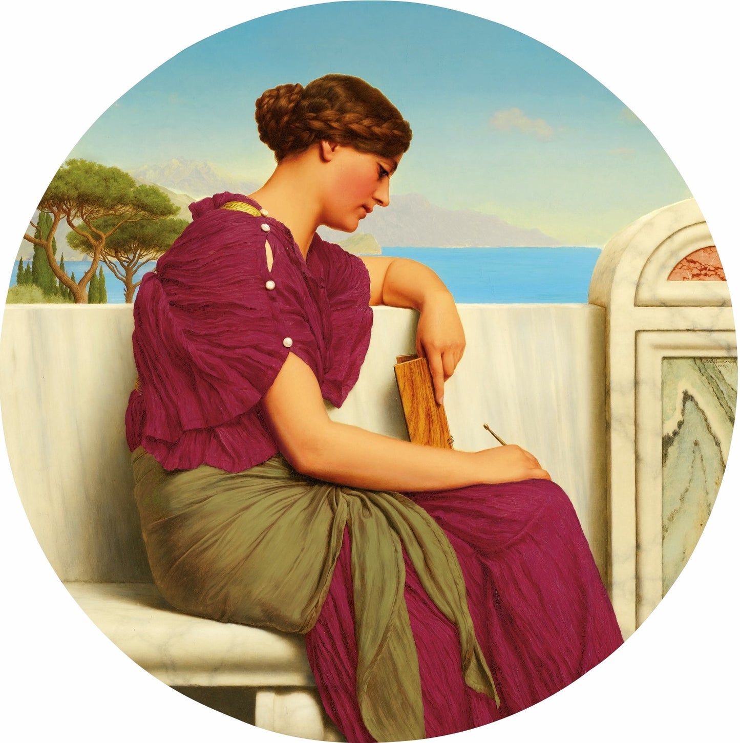 The Answer, vintage artwork by John William Godward, 12x8" (A4) Poster
