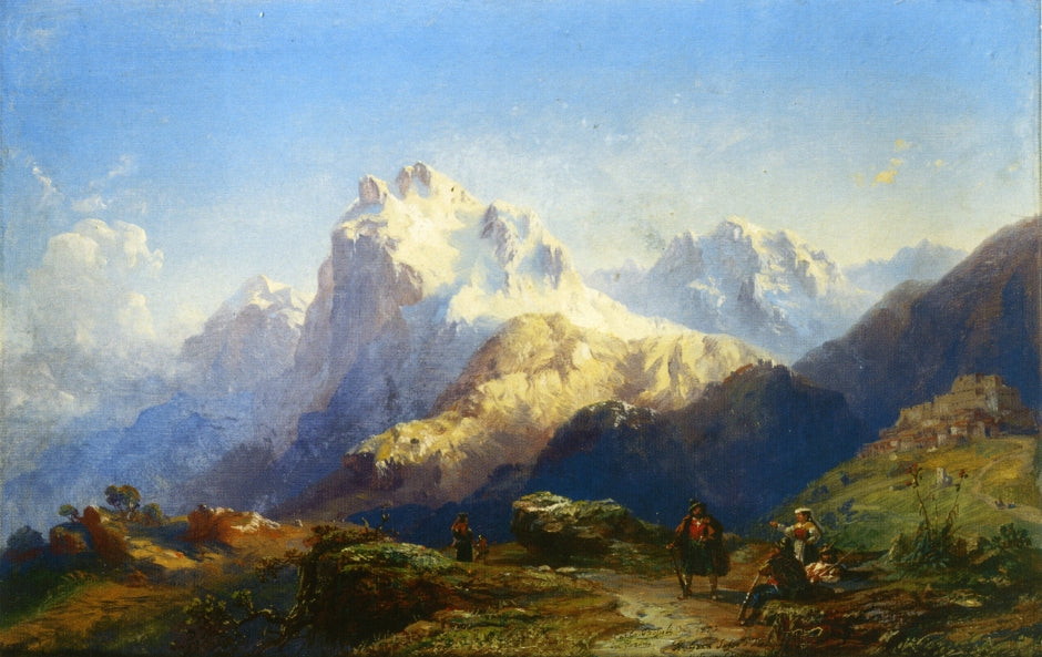 Il Gran Sasso d'Italia, vintage artwork by Carlo Bossoli, A3 (16x12") Poster Print