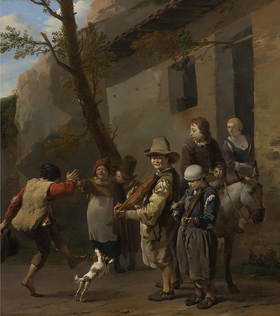 Travelling Musicians, vintage artwork by Carel Dujardin, 12x8" (A4) Poster