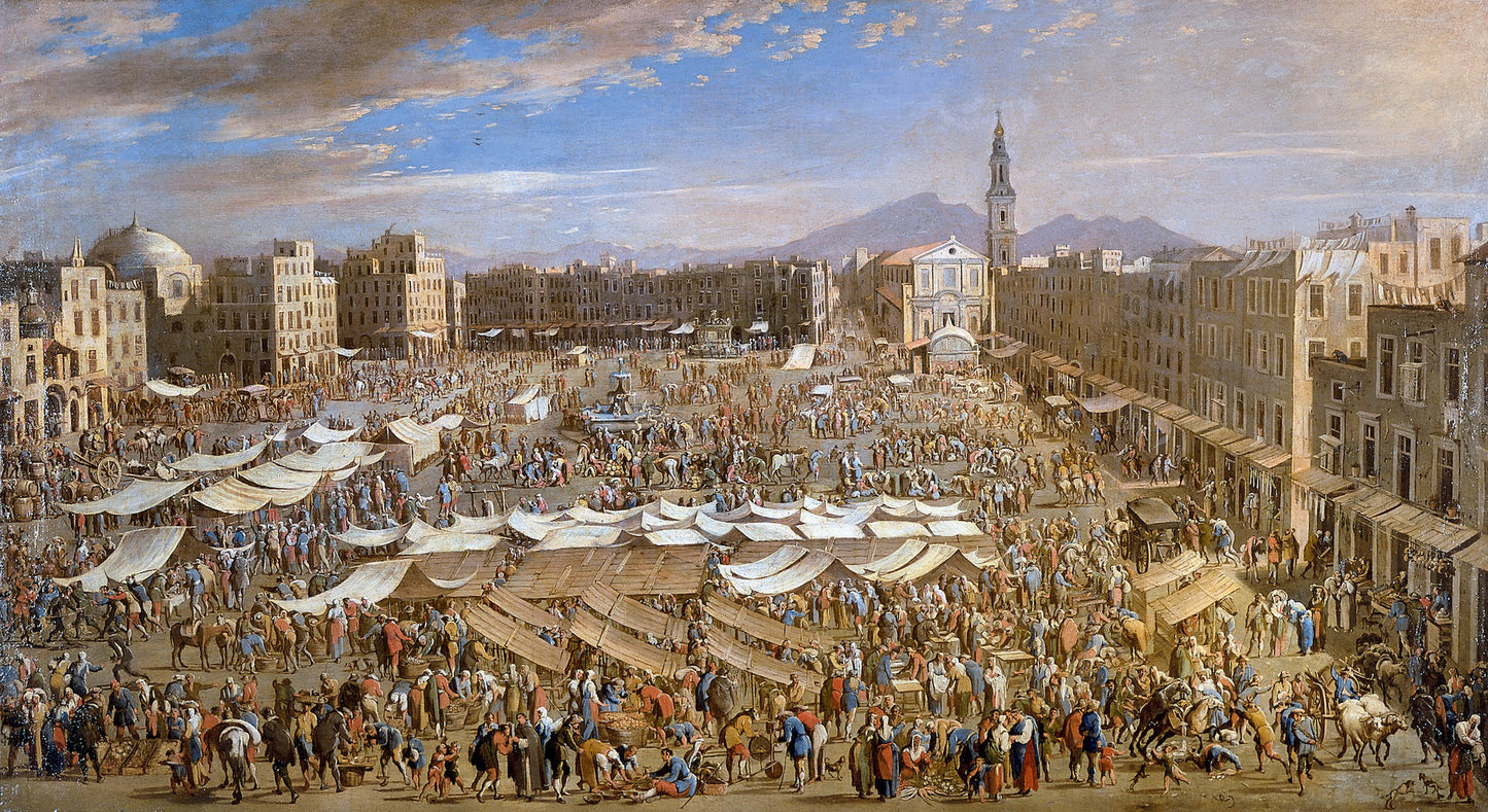 Large Market in Naples by Angelo Morbelli,A3(16x12")Poster
