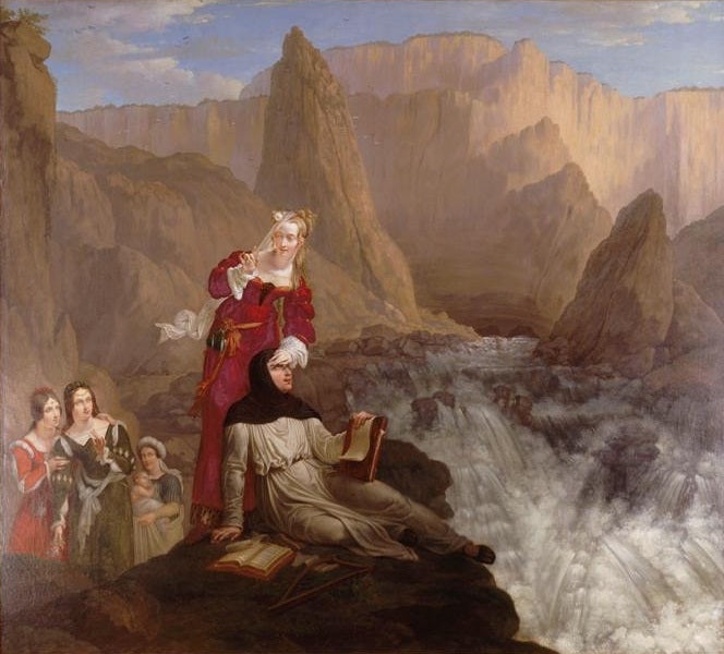 Laure et Petrarque à la Fontaine de Vaucluse, vintage artwork by Philippe-Jacques van Bree, 12x8" (A4) Poster