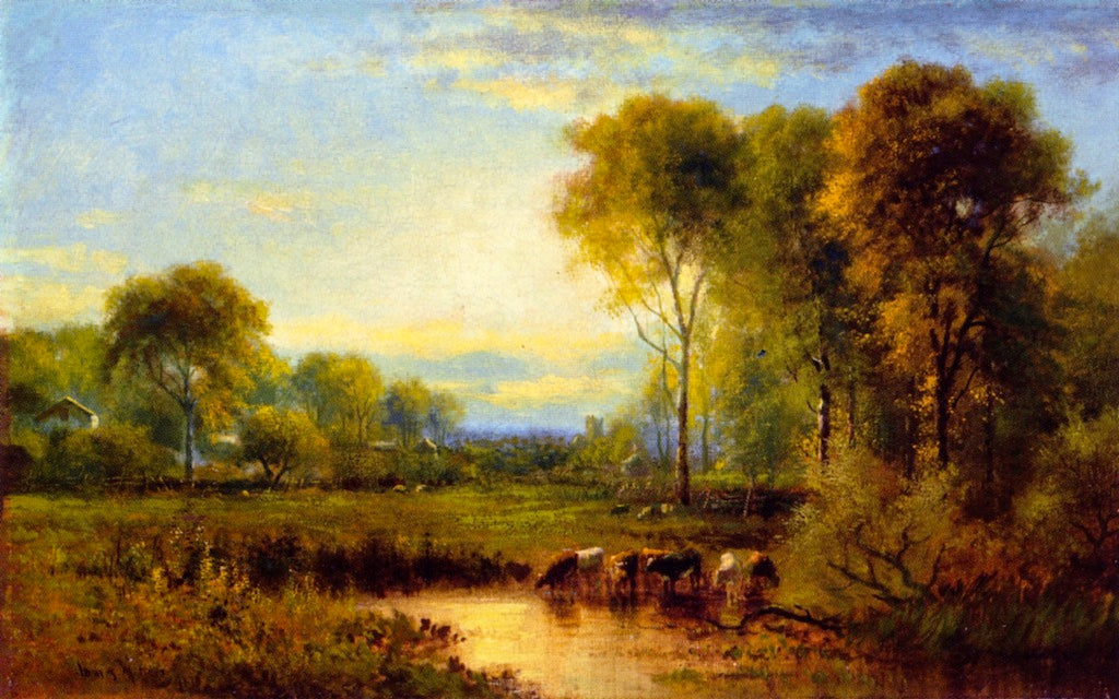 Late Summer Landscape, vintage artwork by James McDougal Hart, 12x8" (A4) Poster