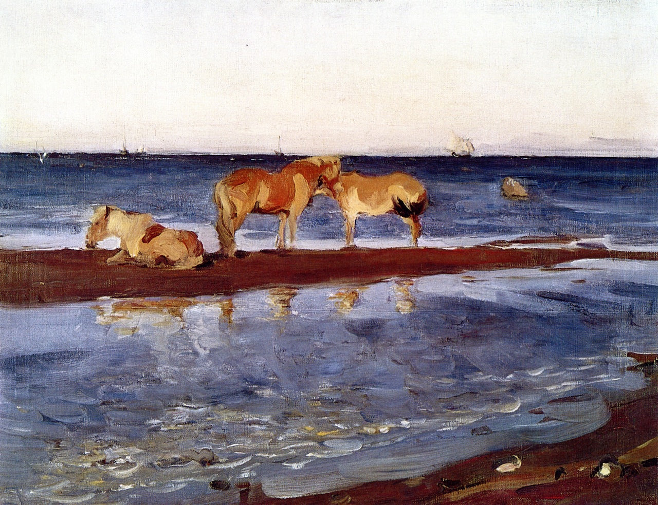 Horses on a Shore by Valentin Serov,A3(16x12")Poster