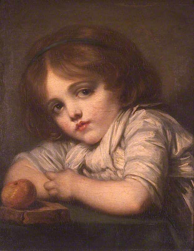 Bust of a Child with an Apple, vintage artwork by Jean-Baptiste Greuze, 12x8" (A4) Poster