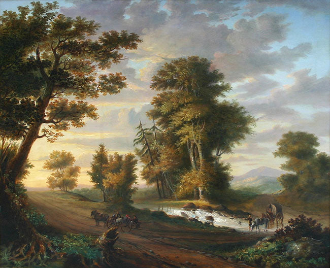 Travellers in the Country, vintage artwork by John White Allen Scott, A3 (16x12") Poster Print