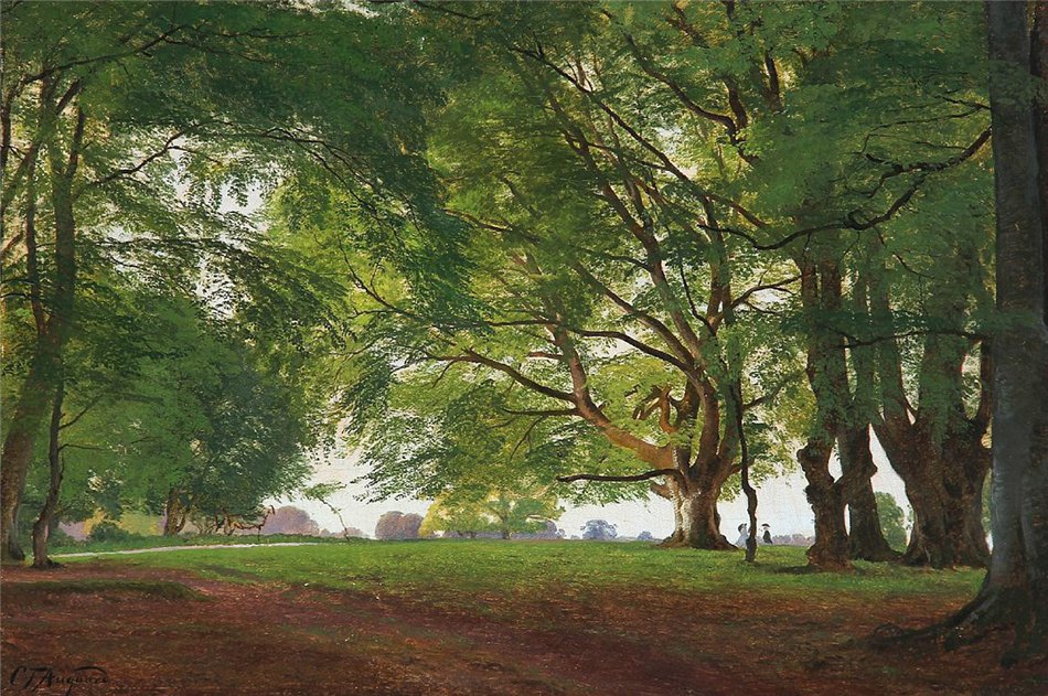 Beech Trees in Summertime, vintage artwork by Carl Frederik Aagaard, 12x8" (A4) Poster
