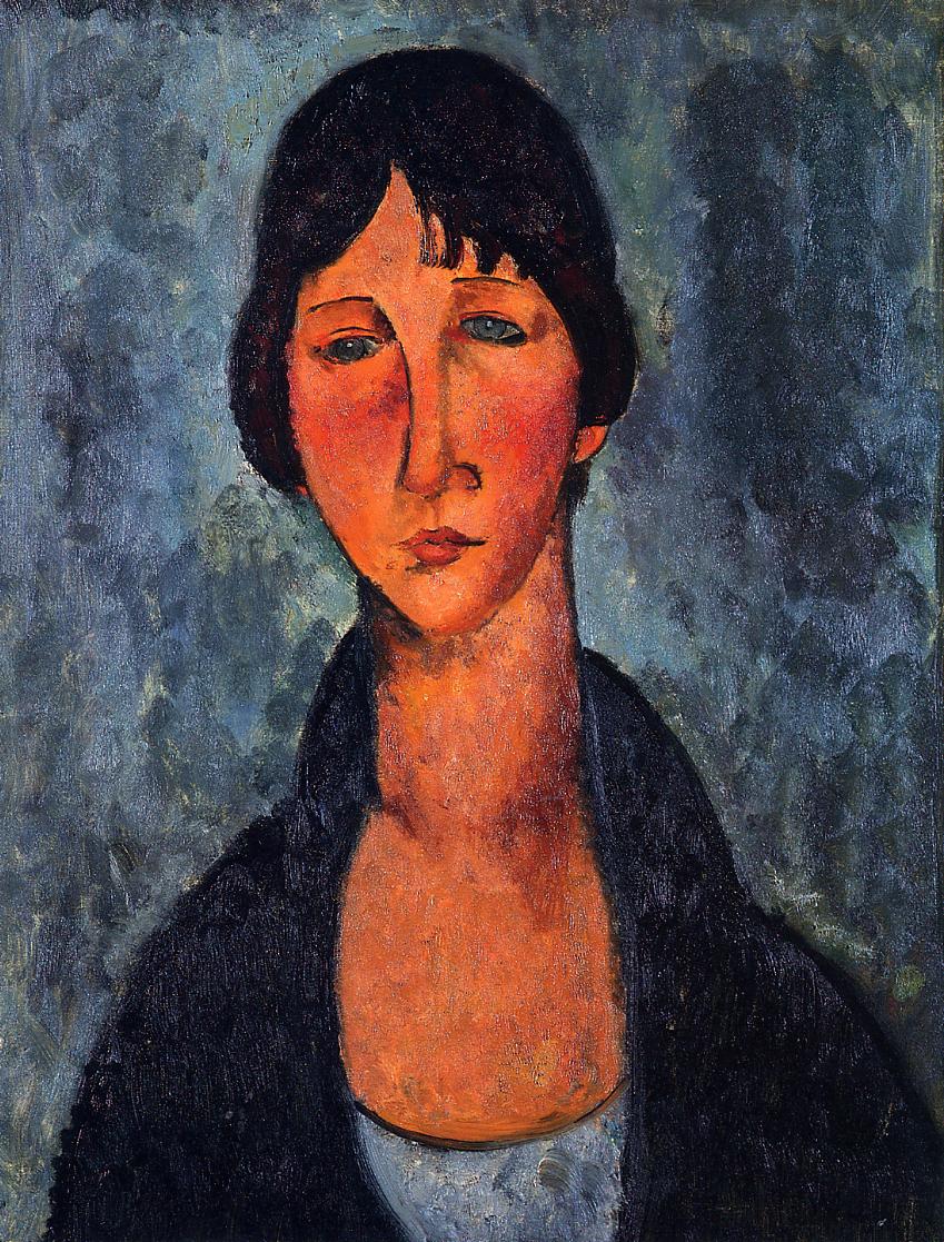 The Blue Blouse, vintage artwork by Amedeo Modigliani, 12x8" (A4) Poster
