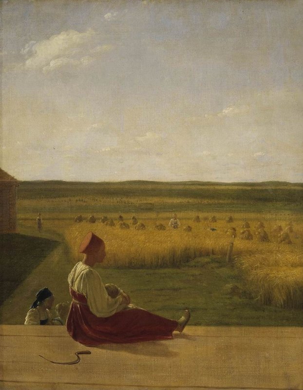 Summer, Reaping, vintage artwork by Alexei Venetsianov, 12x8" (A4) Poster