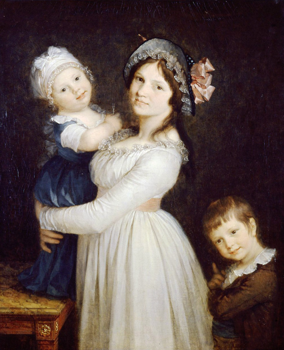 Portrait of Madame Anthony with her Children, vintage artwork by Pierre-Paul Prud'hon, 12x8" (A4) Poster