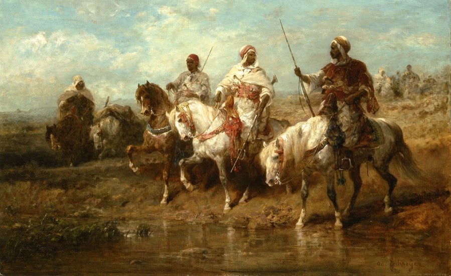 A Rest before the Battle, vintage artwork by Adolf Christian Schreyer, 12x8" (A4) Poster