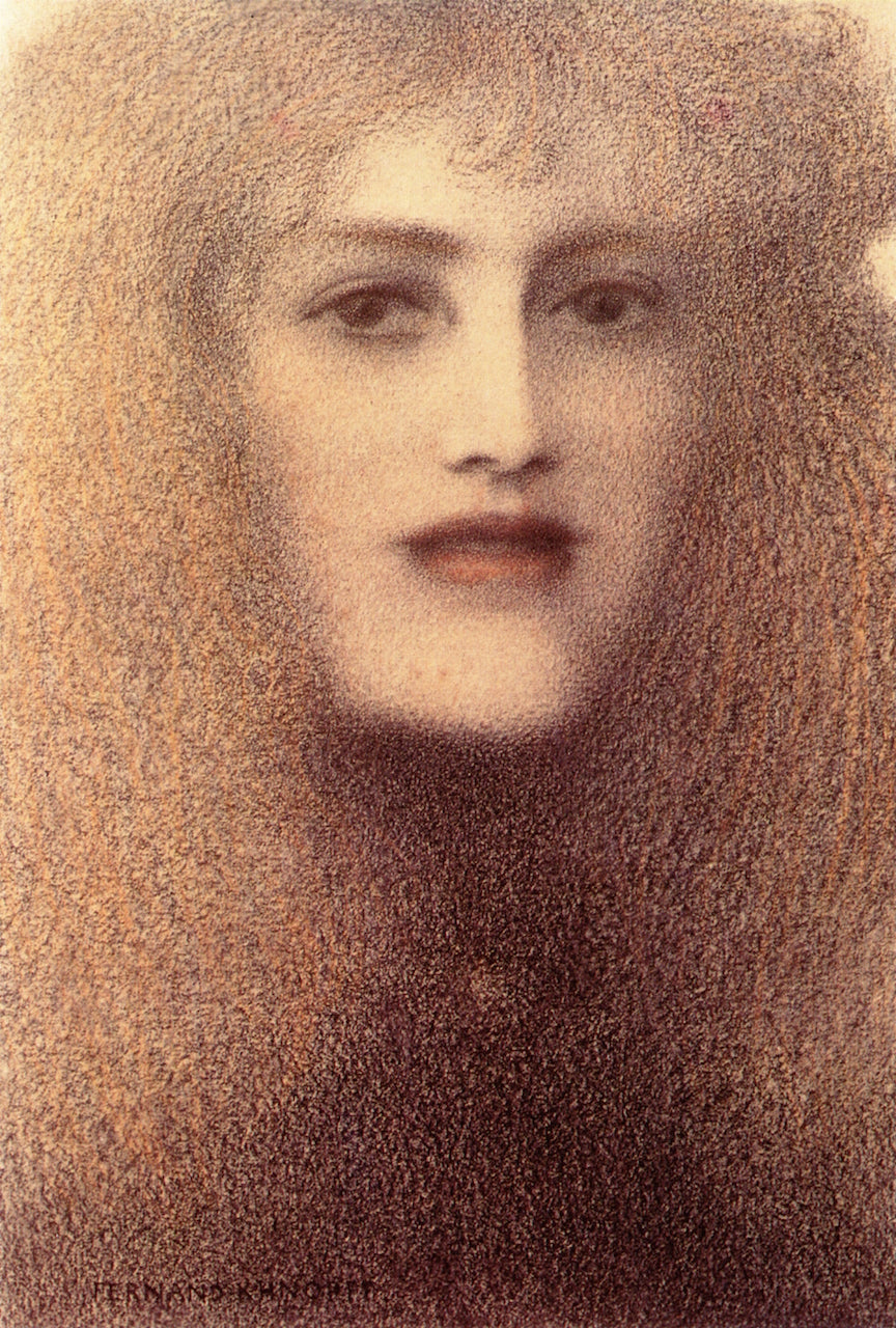 The Red Lips, vintage artwork by Fernand Khnopff, 12x8" (A4) Poster