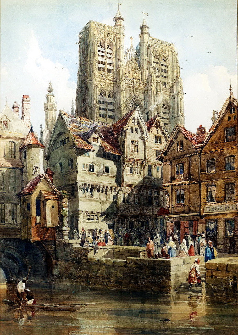 Rue des Changes, Abbeville, vintage artwork by Thomas Shotter Boys, A3 (16x12") Poster Print
