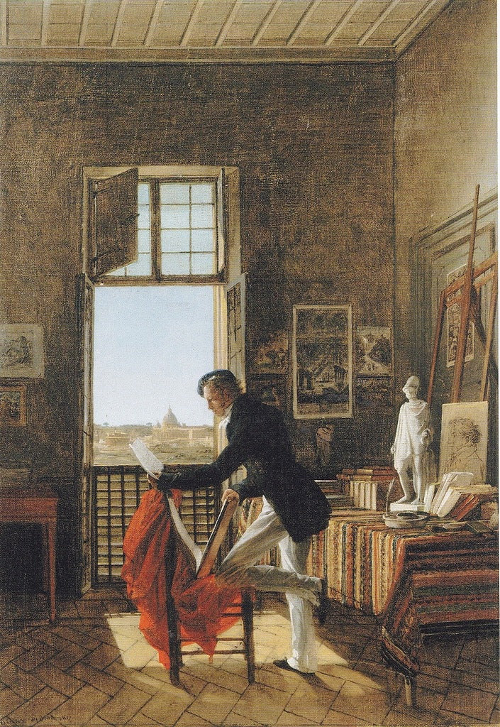 Picot in His Studio at the Villa Medici, vintage artwork by Jean Alaux, 12x8" (A4) Poster