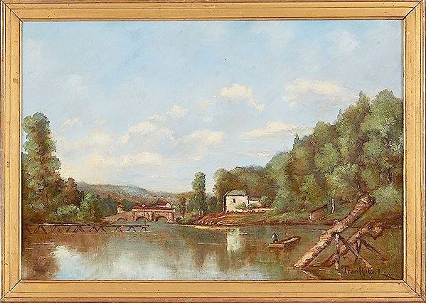 Fishermen on the River, vintage artwork by Paul-Desire Trouillebert, 12x8" (A4) Poster