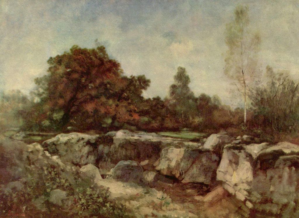 Fontainebleau, vintage artwork by Nicolae Grigorescu, 12x8" (A4) Poster