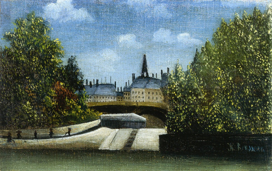 L'Ile de la Cite, vintage artwork by Henri Rousseau, 12x8" (A4) Poster