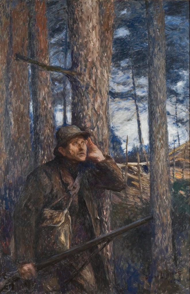 A Poacher, vintage artwork by Bruno Liljefors, 12x8" (A4) Poster