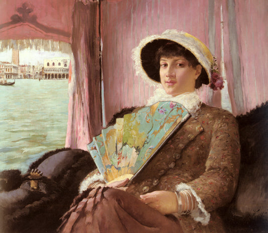 Girl in a Gondola, vintage artwork by Georg Pauli, 12x8" (A4) Poster