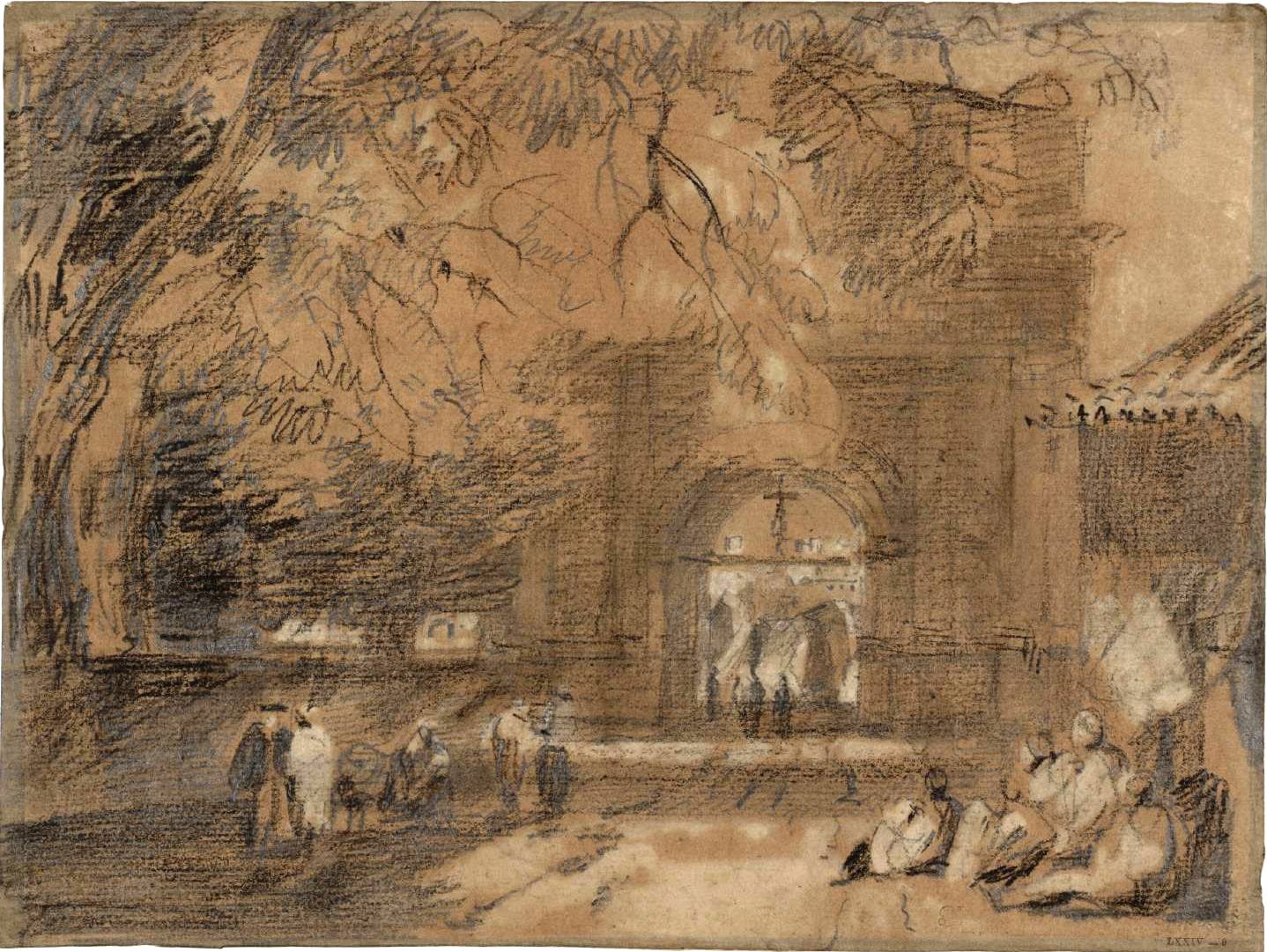 Aosta, The Arch of Augustus From the Via Sant' Anselmo, vintage artwork by Joseph Mallord William Turner, 12x8" (A4) Poster