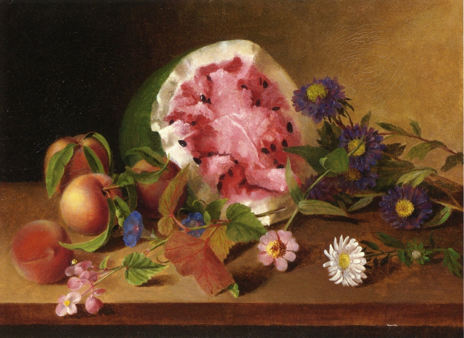 Still LIfe with Watermelon, vintage artwork by James Peale, 12x8" (A4) Poster