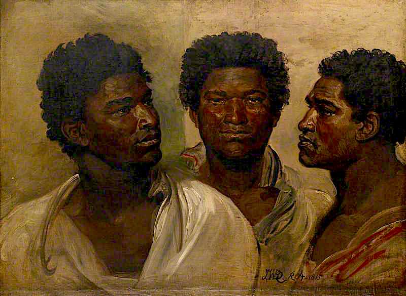 Three Views of the Head of a Native, Madagascar, vintage artwork by James Ward, 12x8" (A4) Poster
