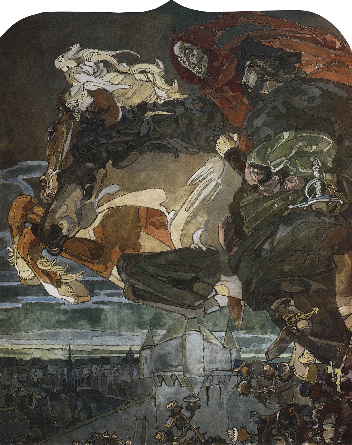 The Flight of Faust and Mephisto by Mikhail Vrubel,A3(16x12")Poster