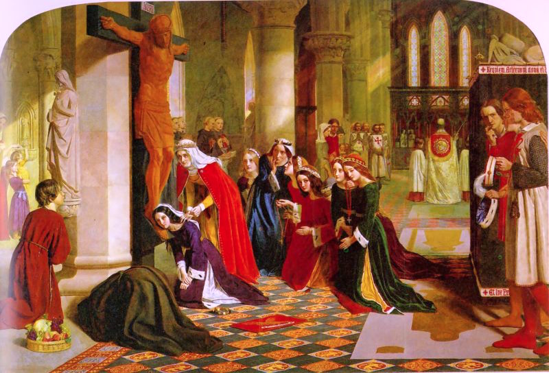 The Renunciation of Queen Elisabeth of Hungary, vintage artwork by James Collinson, 12x8" (A4) Poster