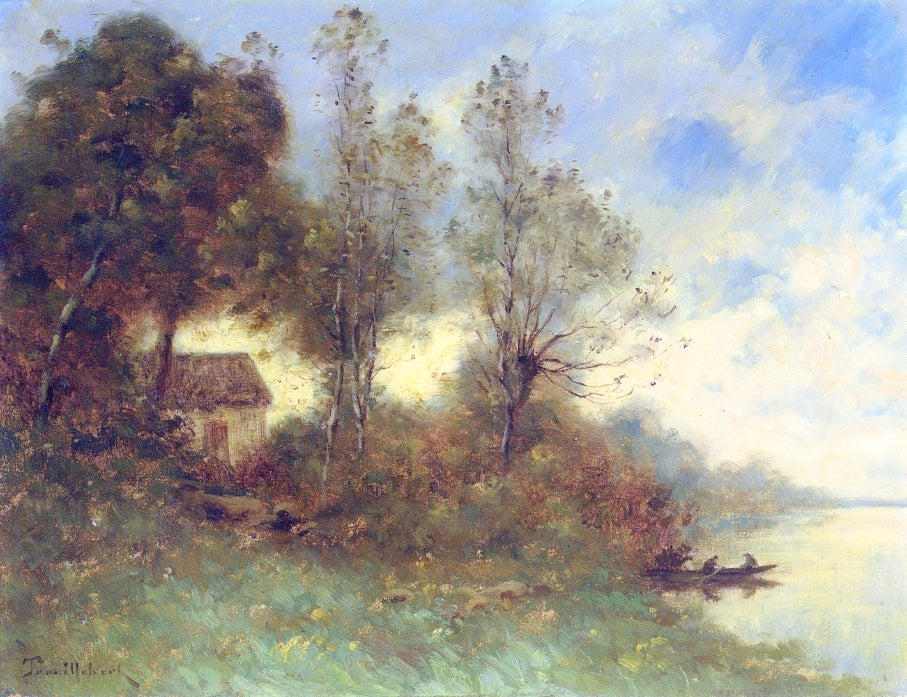 Crossing by Boat, vintage artwork by Paul-Desire Trouillebert, 12x8" (A4) Poster