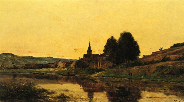 A Village near Bonnieres, vintage artwork by Hippolyte-Camille Delpy, 12x8" (A4) Poster