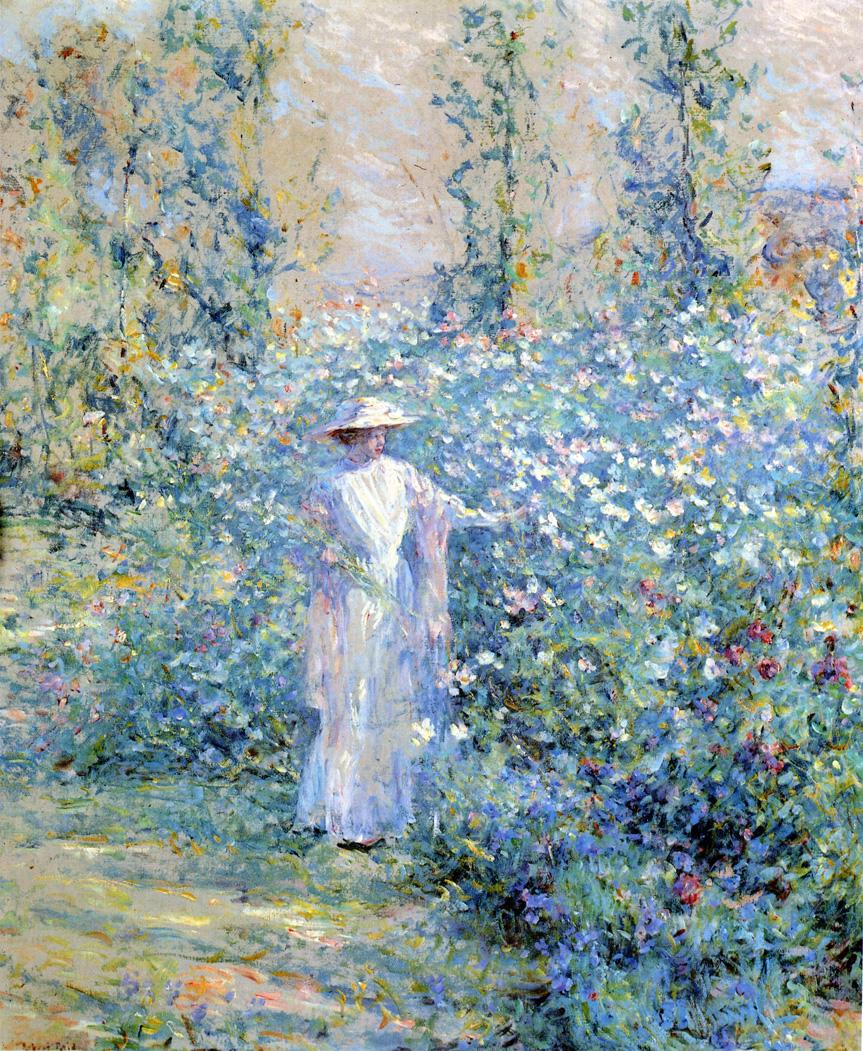 In the Flower Garden by Robert Lewis Reid,A3(16x12")Poster