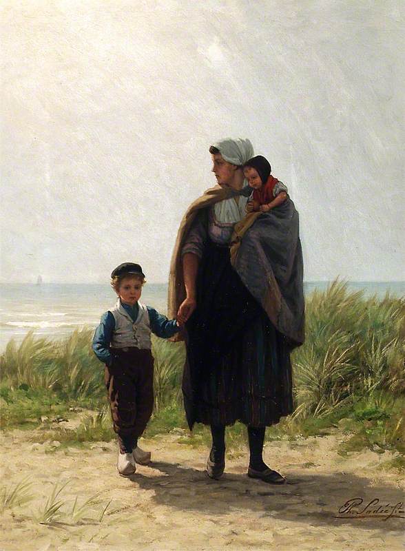 Dutch Peasants, vintage artwork by Philip Lodewijk Jacob Frederik Sadee, 12x8" (A4) Poster