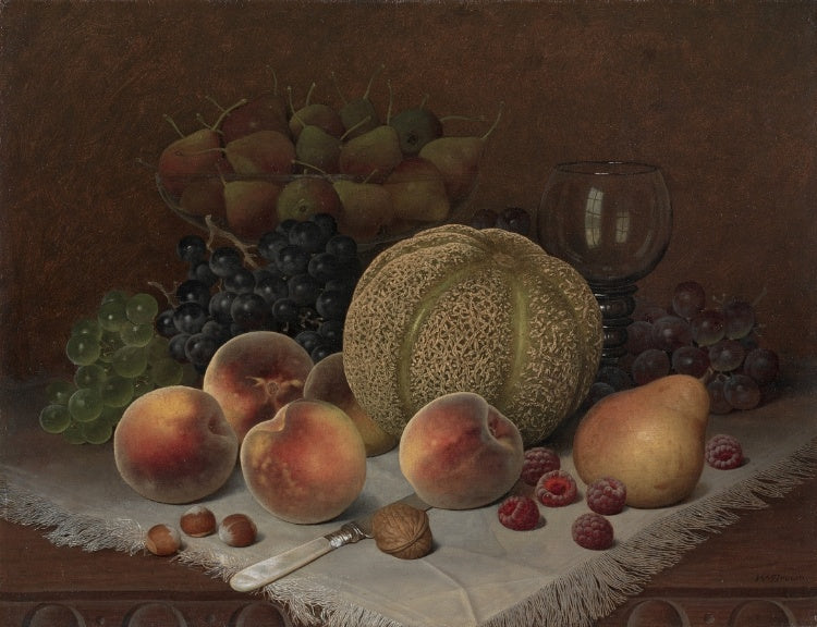 Still Life with Cantaloupe, vintage artwork by William Mason Brown, 12x8" (A4) Poster