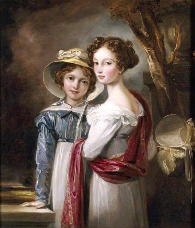 Laura May Elton, and Julia Elizabeth Elton, vintage artwork by Thomas Barker, 12x8" (A4) Poster