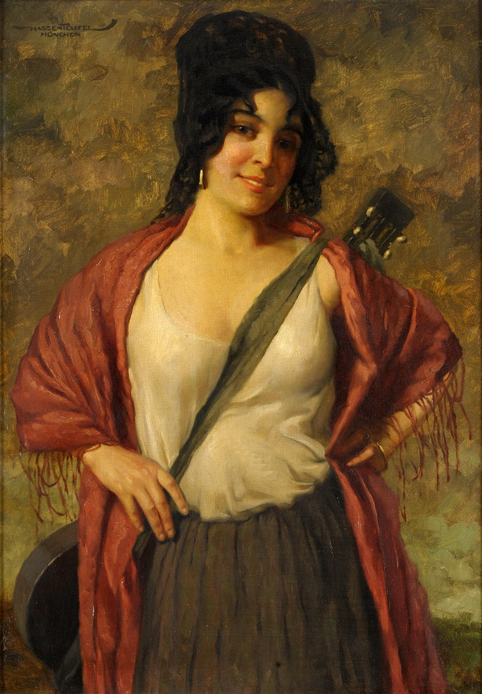 A pretty musician by Hans Hassenteufel,16x12(A3) Poster