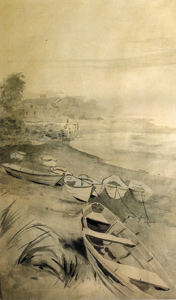 Rowboats along the Shore by Arthur Wesley Dow,A3(16x12")Poster