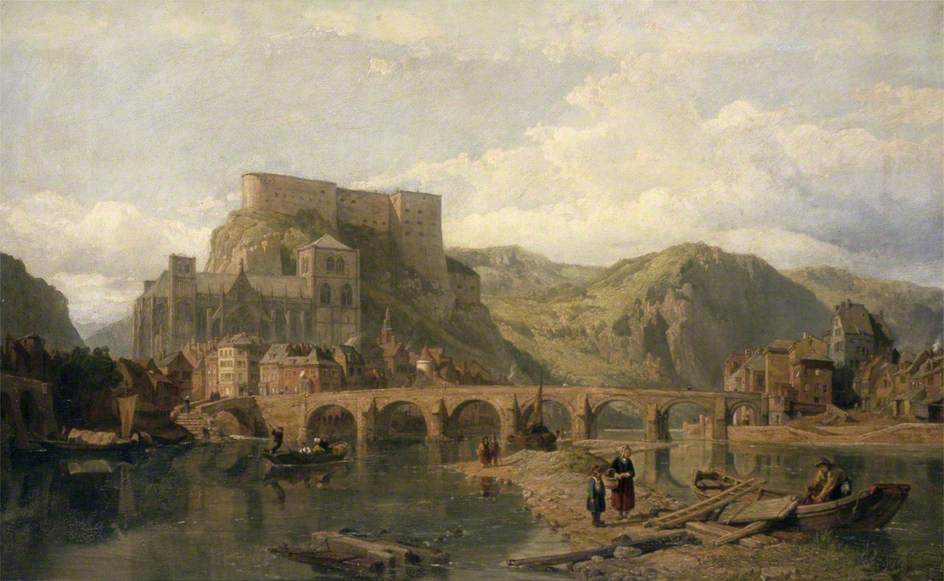 Huy on the Meuse, Belgium, vintage artwork by George Clarkson Stanfield, 12x8" (A4) Poster