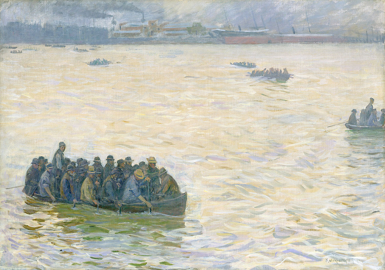 Workers Returning Home on the Elbe by Leopold von Kalckreuth,A3(16x12")Poster
