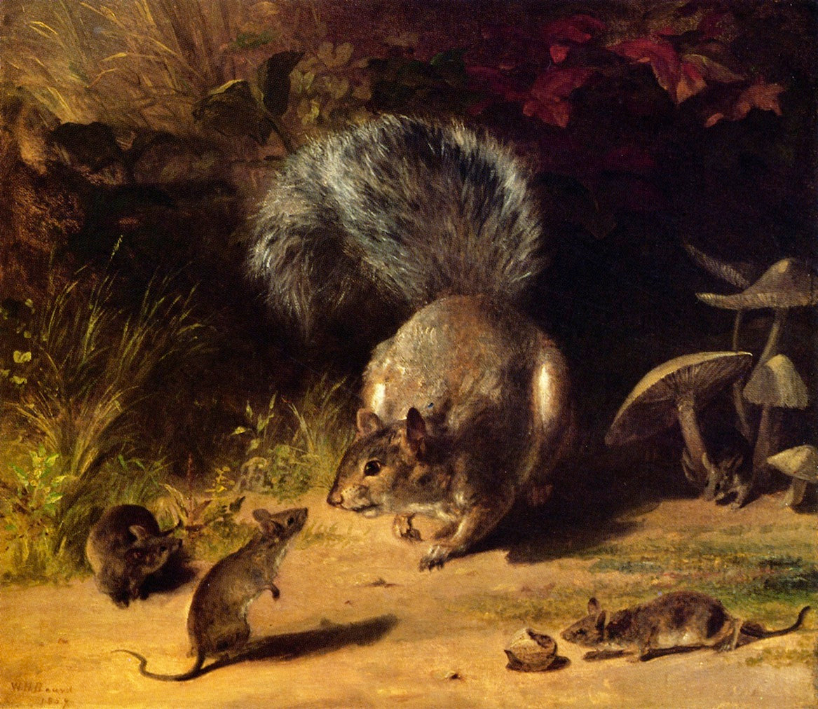 Squirrel and Mice, vintage artwork by William Holbrook Beard, 12x8" (A4) Poster