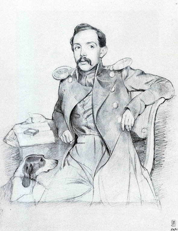 Portrait of Lieutenant P.E. Lvov, vintage artwork by Pavel Fedotov, A3 (16x12") Poster Print