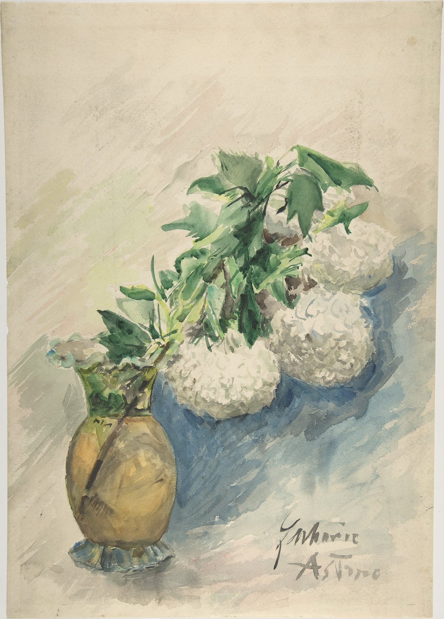 White Flowers in a Vase, vintage artwork by Zacharie Astruc, 12x8" (A4) Poster