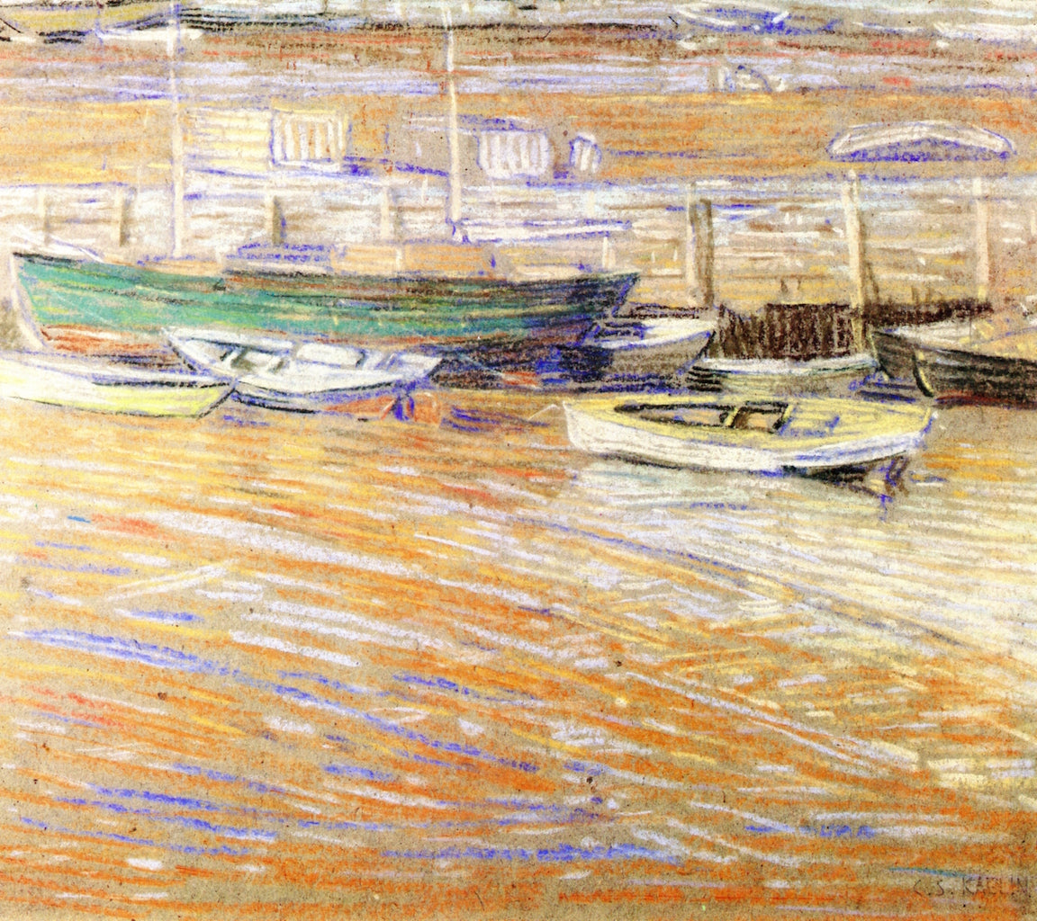 Boats on the Wharf by Charles Salis Kaelin,A3(16x12")Poster